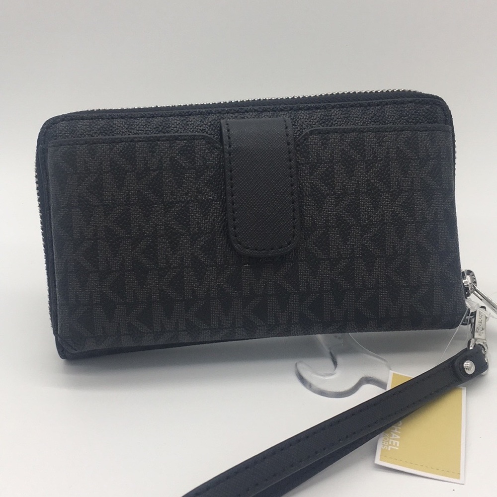 MICHAEL KORS MD ZA PHONE HOLDER WALLET BLACK - Picture 2 of 8
